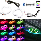 Universal Angel Eye Heart Shape Ring APP Control RGB LED for Car Headlight 2 Pcs Set