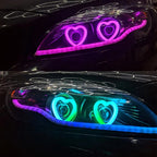 Universal Angel Eye Heart Shape Ring APP Control RGB LED for Car Headlight 2 Pcs Set