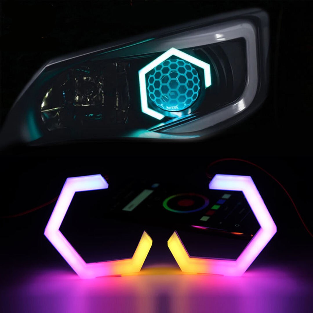 Universal Angel Eyes Retrofit 100MM APP Control RGB LED for Car Headlight 2 Pcs Set