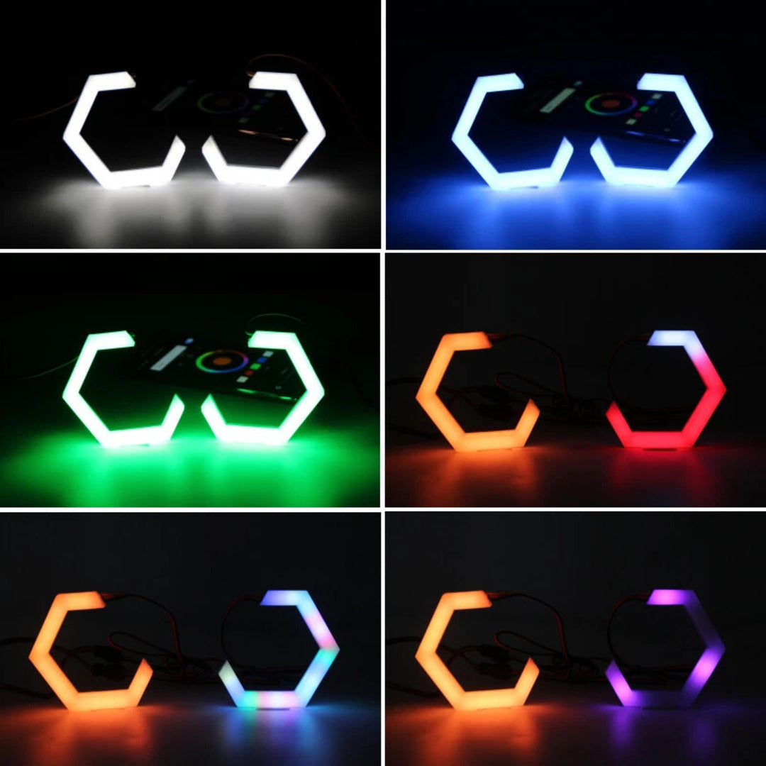 Universal Angel Eyes Retrofit 100MM APP Control RGB LED for Car Headlight 2 Pcs Set