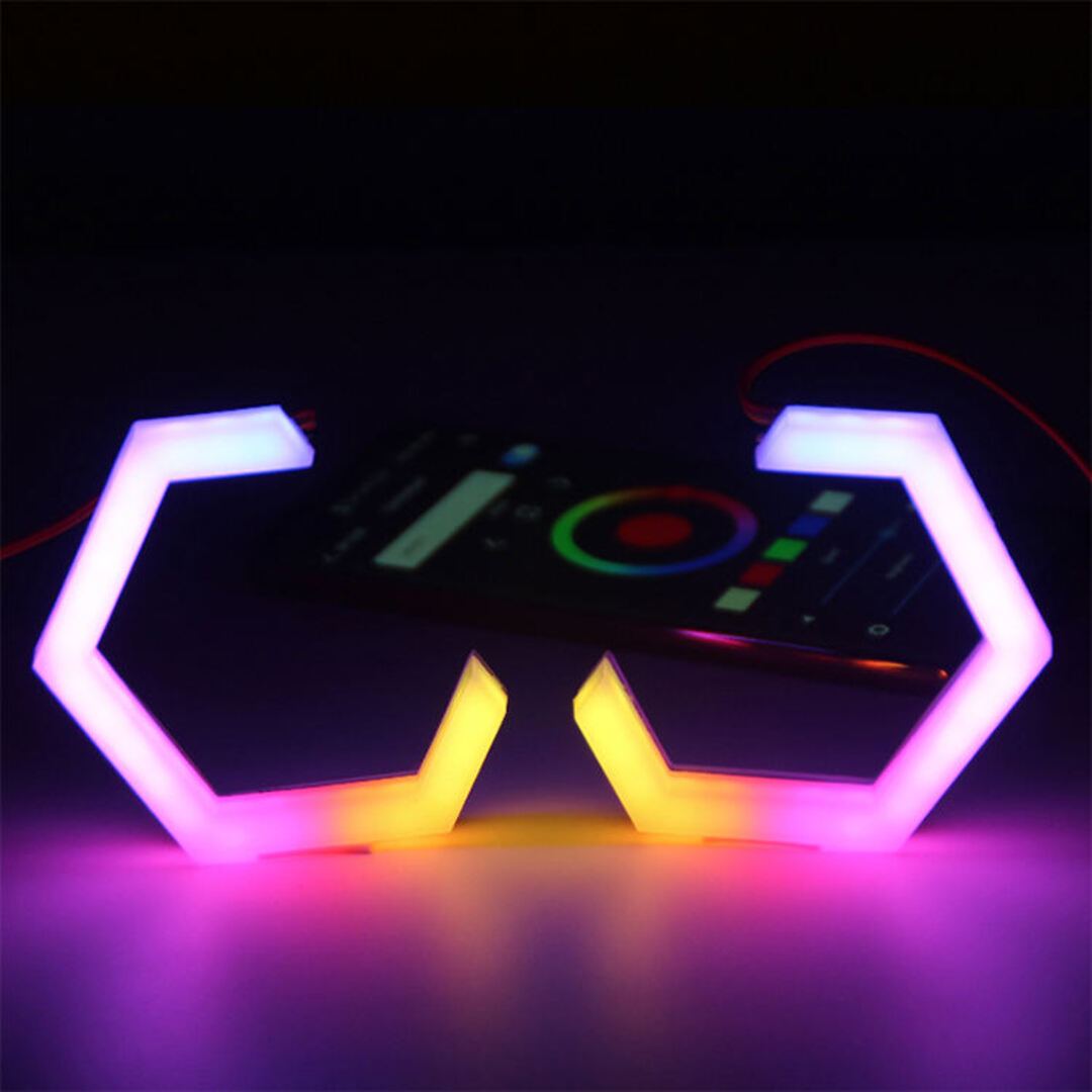 Universal Angel Eyes Retrofit 100MM APP Control RGB LED for Car Headlight 2 Pcs Set
