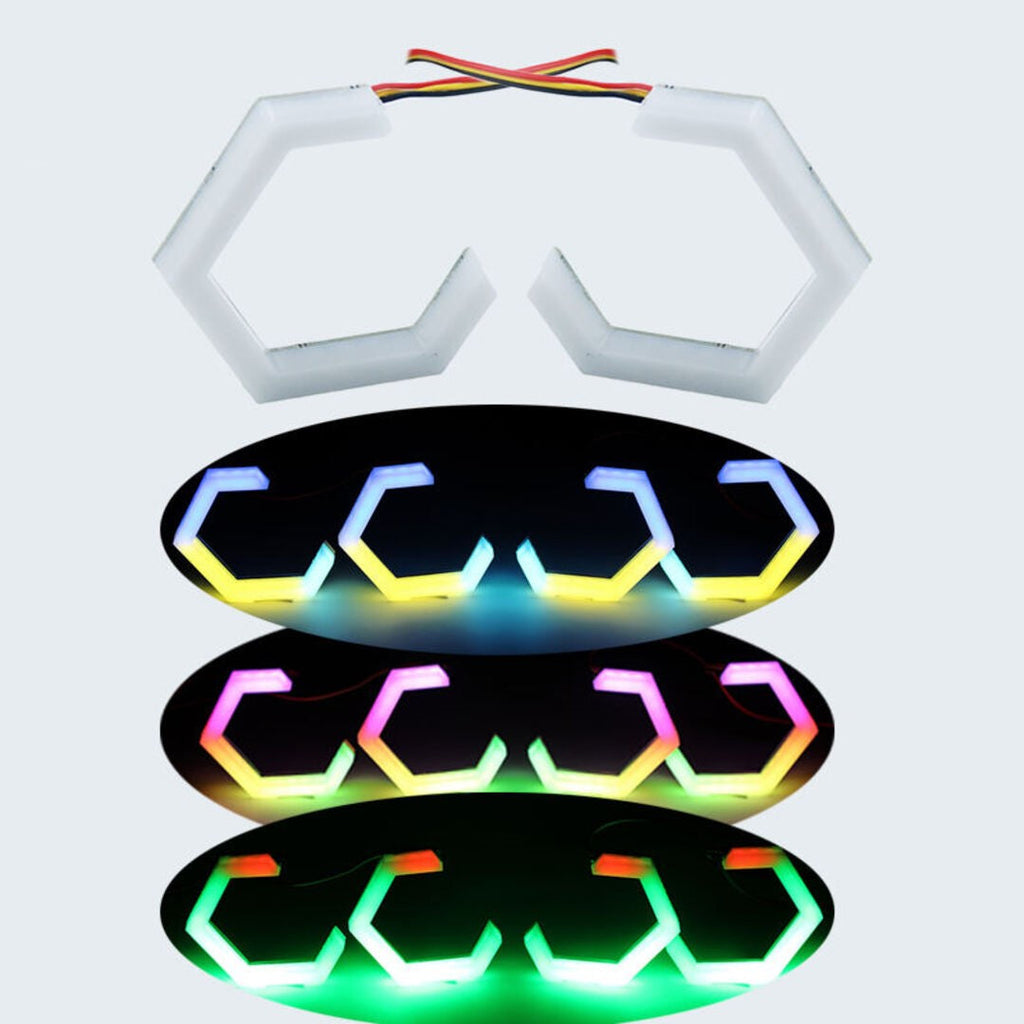 Universal Angel Eyes Retrofit 100MM APP Control RGB LED for Car Headlight 2 Pcs Set