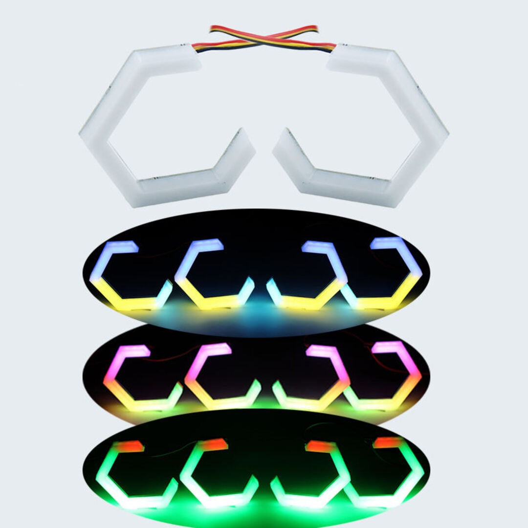 Universal Angel Eyes Retrofit 100MM APP Control RGB LED for Car Headlight 2 Pcs Set