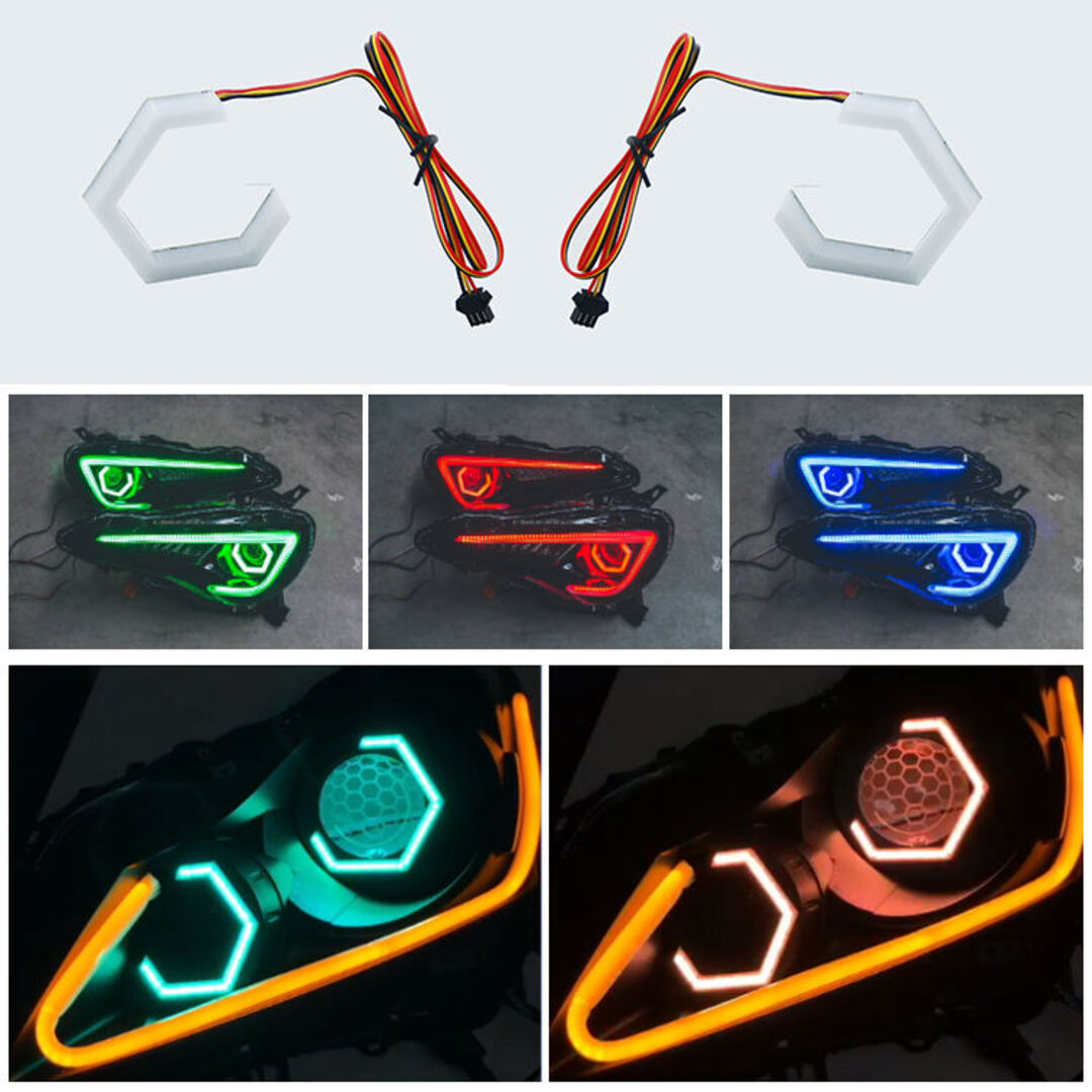 Universal Angel Eyes Retrofit 100MM APP Control RGB LED for Car Headlight 2 Pcs Set