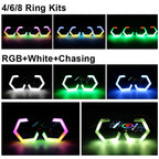 Universal Angel Eyes Retrofit 100MM APP Control RGB LED for Car Headlight 2 Pcs Set