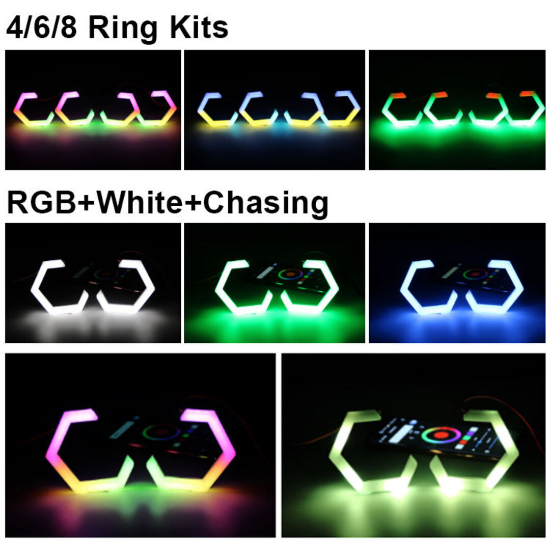 Universal Angel Eyes Retrofit 100MM APP Control RGB LED for Car Headlight 2 Pcs Set