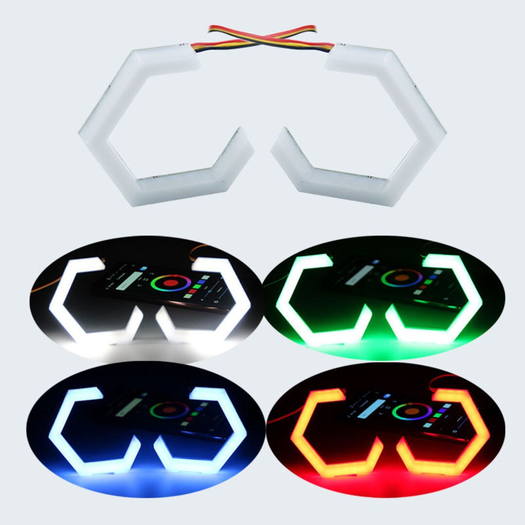 Universal Angel Eyes Retrofit 100MM APP Control RGB LED for Car Headlight 2 Pcs Set