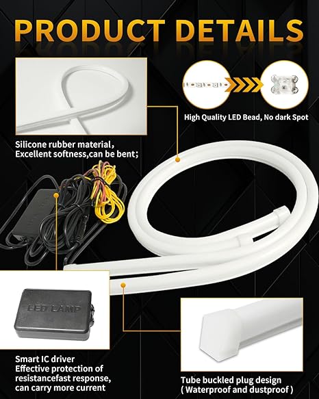 2pcs RGB LED Strip Light Daytime Running Flexible 60cm Multi Color Decorative Lamp Bluetooth App Controller Turn Signal Light Flowing Tube 12V Car Headlight