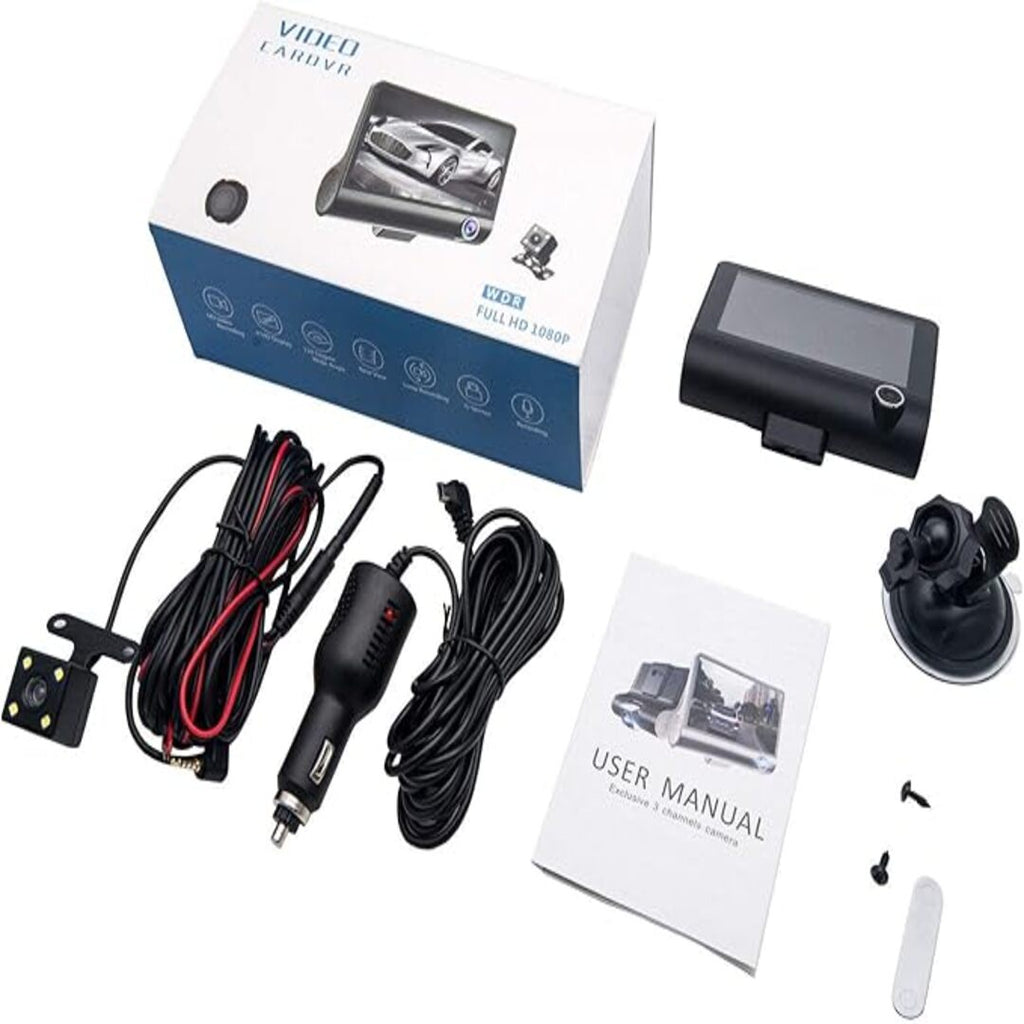Universal Car DVR Dash Camera, FHD 1080P Wide Angle Car DVR Rearview Video Dash Cam Recorder Camera LCD Screen