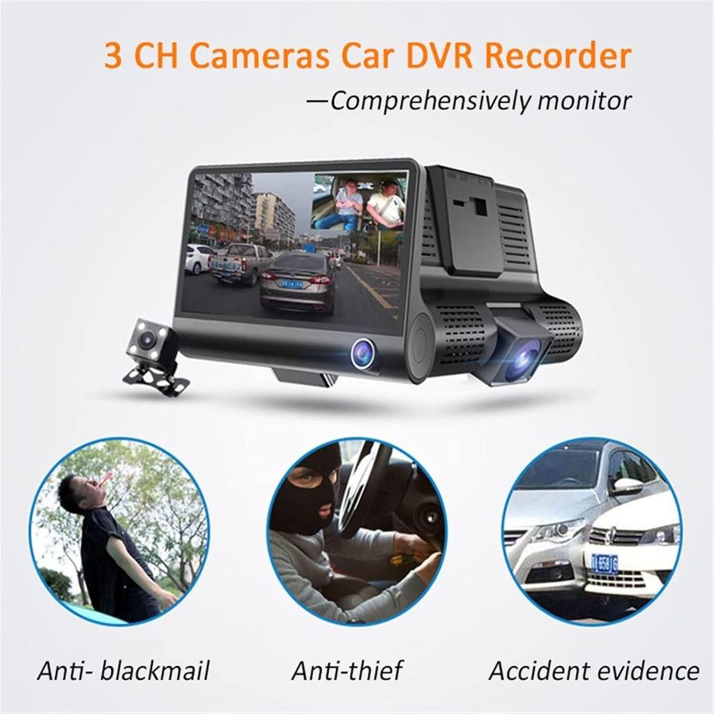 Universal Car DVR Dash Camera, FHD 1080P Wide Angle Car DVR Rearview Video Dash Cam Recorder Camera LCD Screen