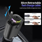 Starlight 5-in-1 Retractable Car Diffuser and Charger Combo with Essential Oils and Cotton Buds, Multi-Port USB Fast Charger for Vehicles, Aromatherapy Air Freshener (1pcs)