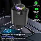 Starlight 5-in-1 Retractable Car Diffuser and Charger Combo with Essential Oils and Cotton Buds, Multi-Port USB Fast Charger for Vehicles, Aromatherapy Air Freshener (1pcs)
