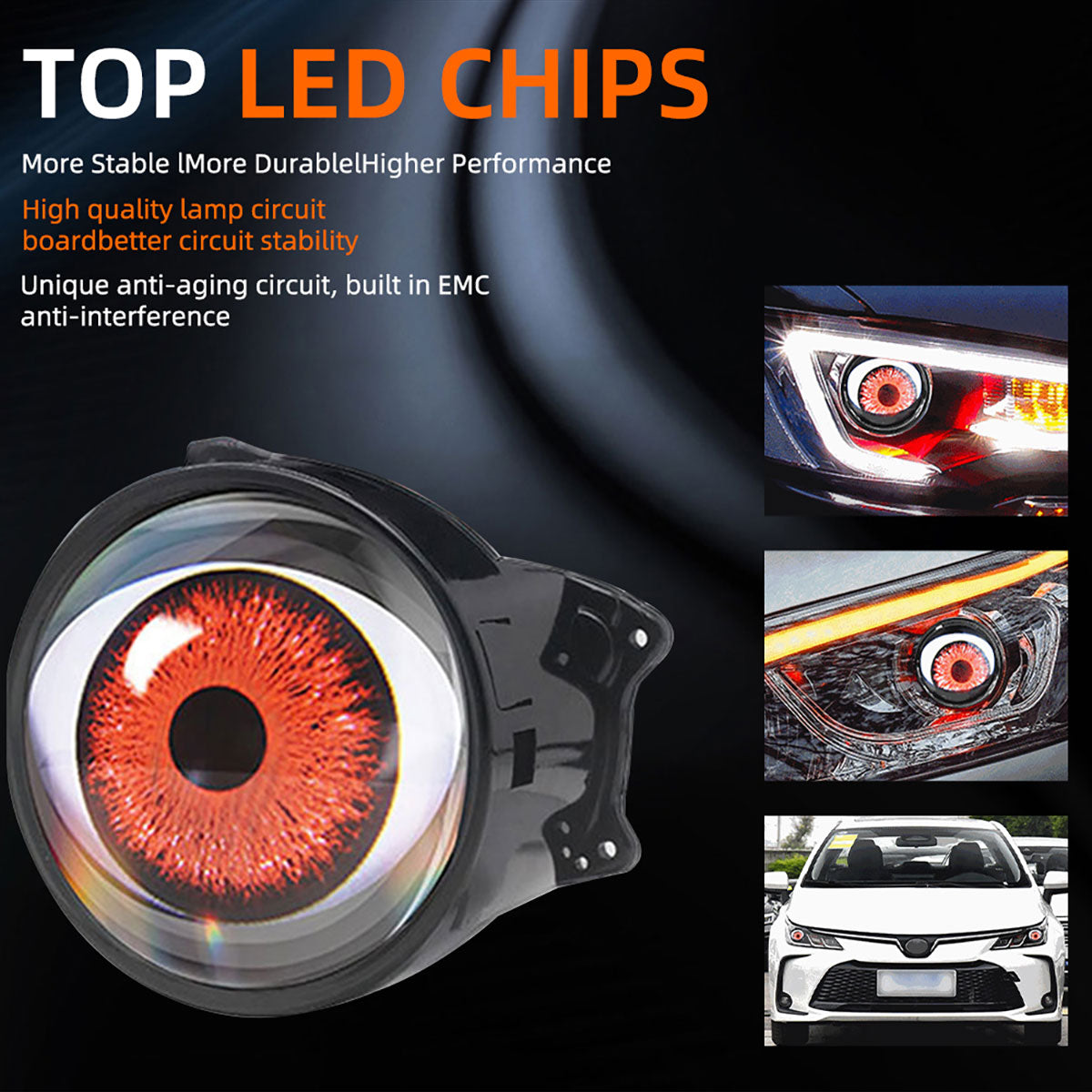 Universal Demon Eyes Light for Cars 12V Demon Eye Light LED Dynamic 33 Function Devil Eye Car Lights 2 Pcs Set
