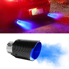 Universal Carbon fiber Light Exhaust Muffler Tip with LED Light Stainless Steel Tip
