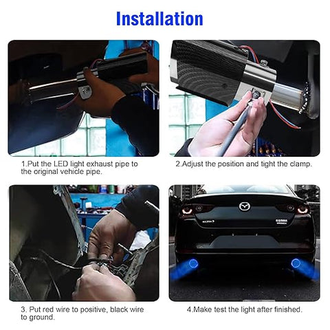Universal Carbon fiber Light Exhaust Muffler Tip with LED Light Stainless Steel Tip