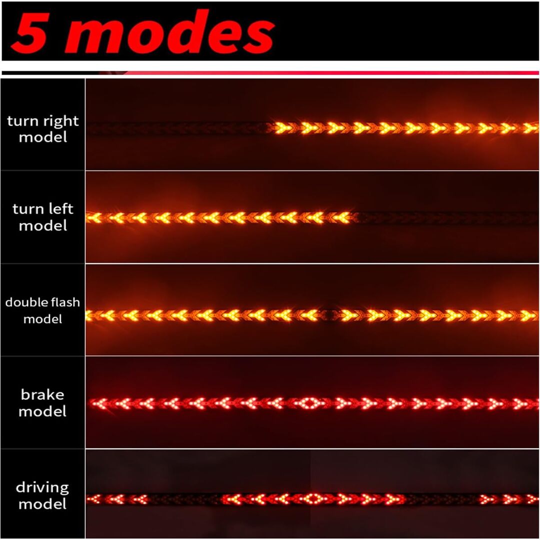 1 Pc Universal 48 Inch Jeep Flexible Tail light Strip With Flowing Turn Signals Led Function