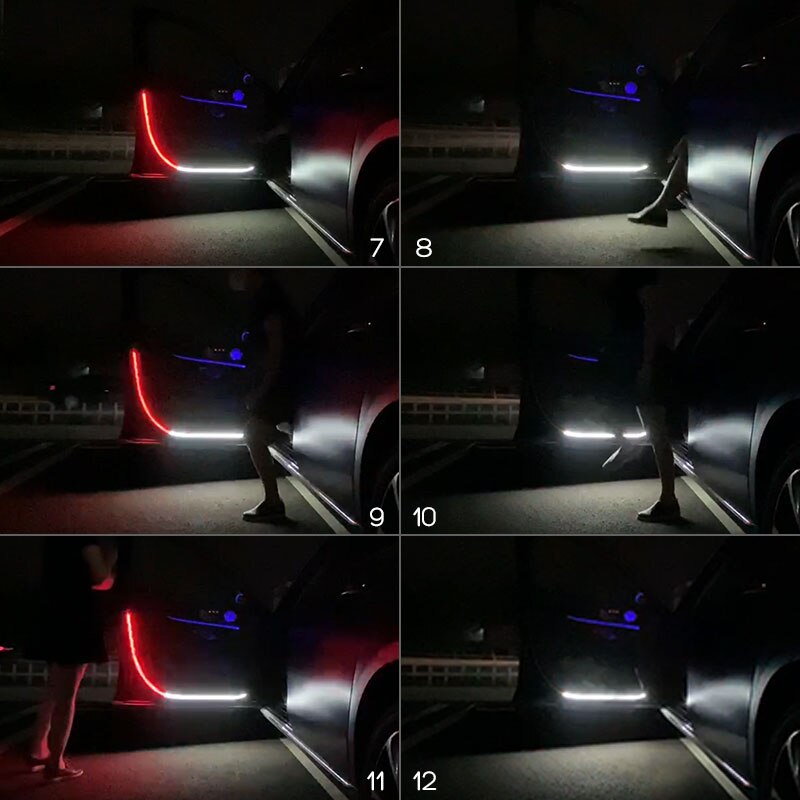 Universal Interior Car Door Opening Warning LED Light Strips, 2 Pcs Set