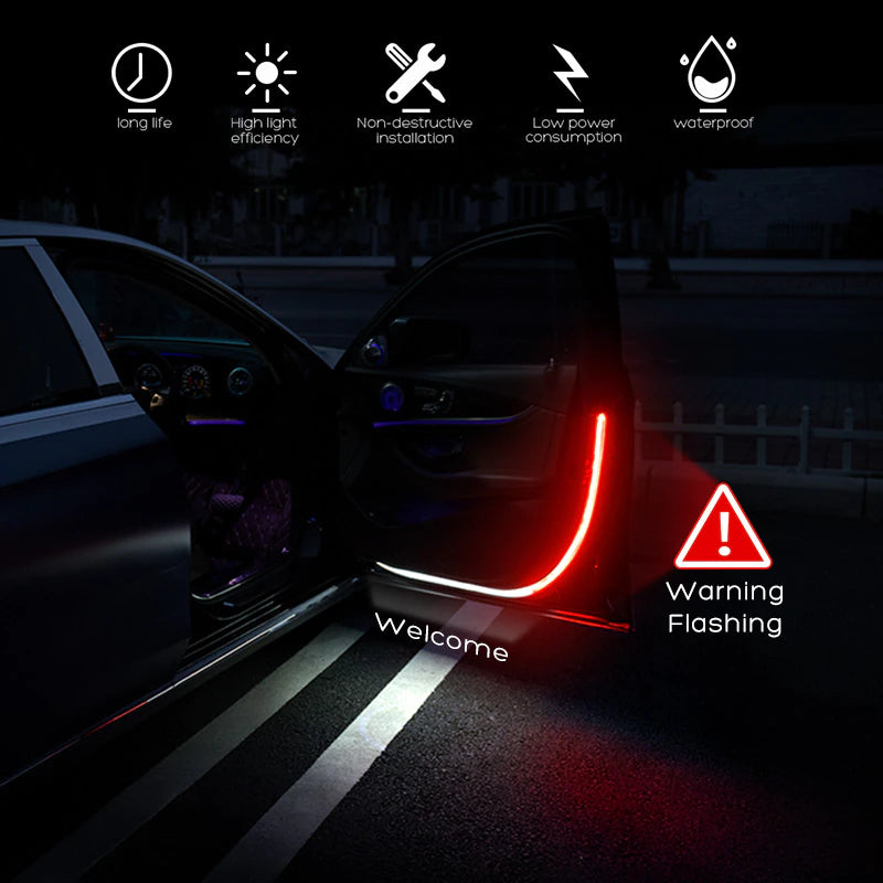 Universal Interior Car Door Opening Warning LED Light Strips, 2 Pcs Set